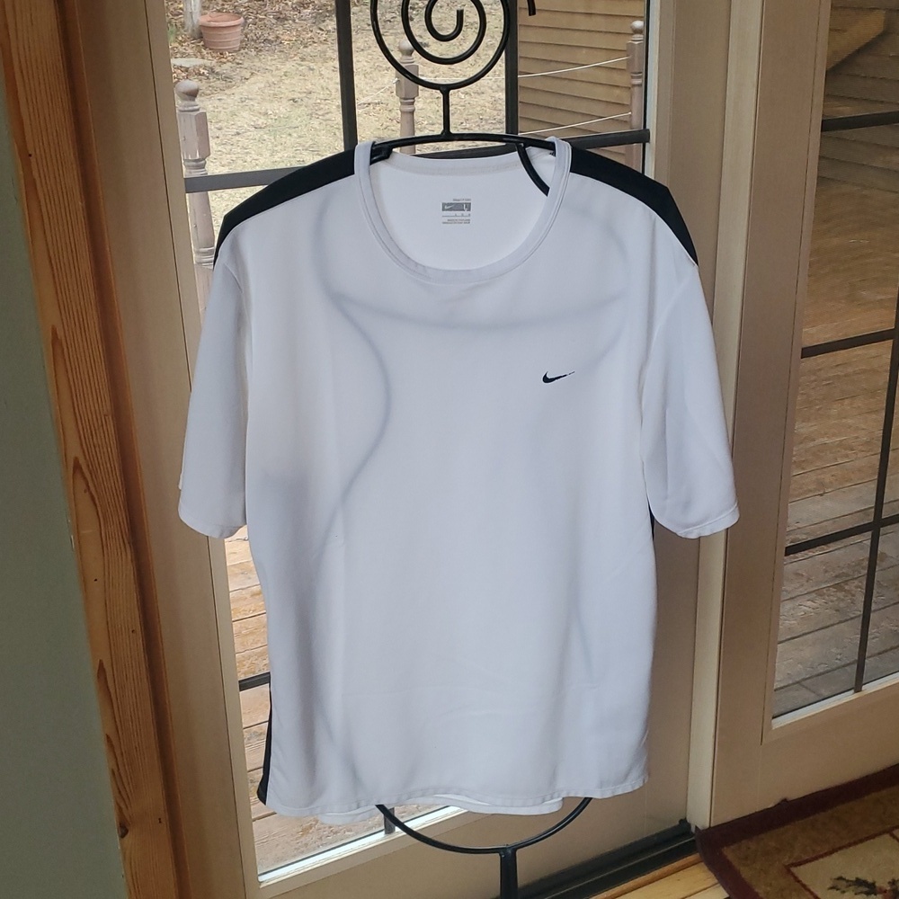 Nike DRI-FIT Running White & Black Sz. L Shirt